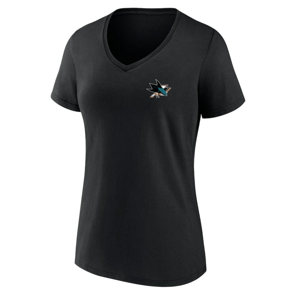 San Jose Sharks Women's Territorial V-Neck T-Shirt - Black T-shirts