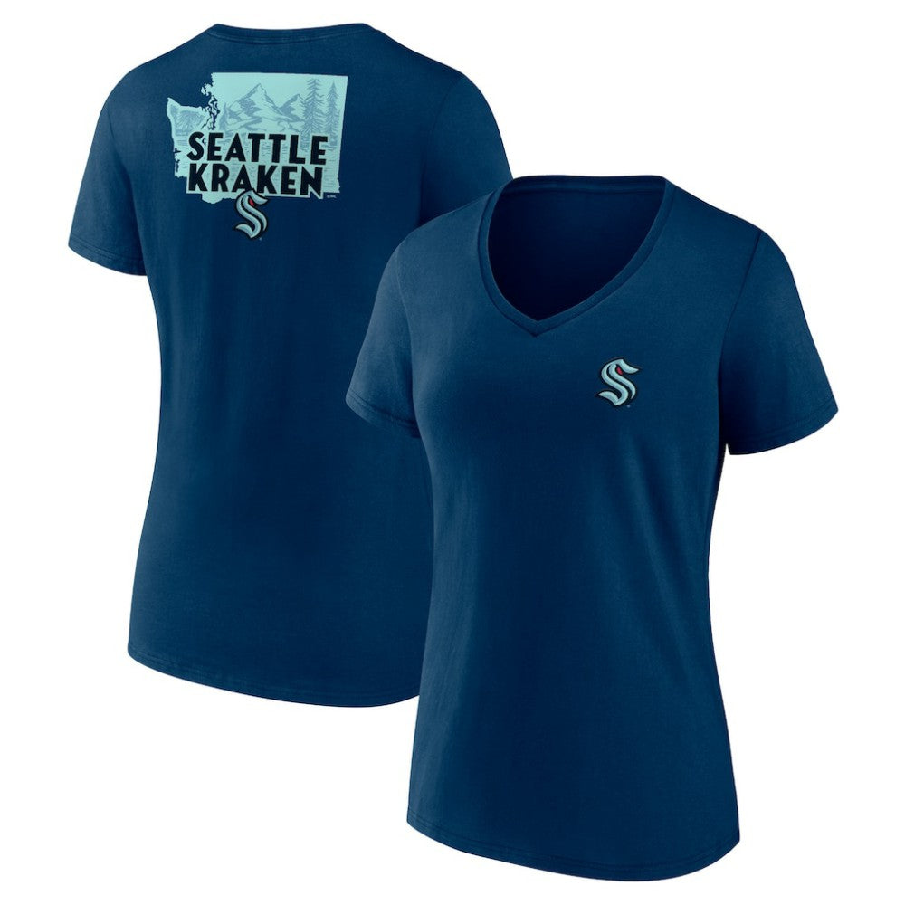 Seattle Kraken Women's Territorial V-Neck T-Shirt - Deep Sea Blue T-shirts