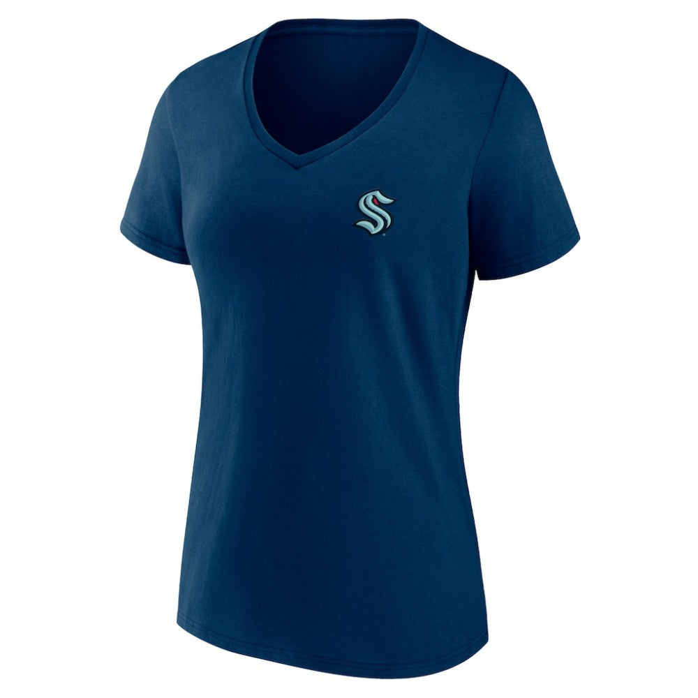 Seattle Kraken Women's Territorial V-Neck T-Shirt - Deep Sea Blue T-shirts