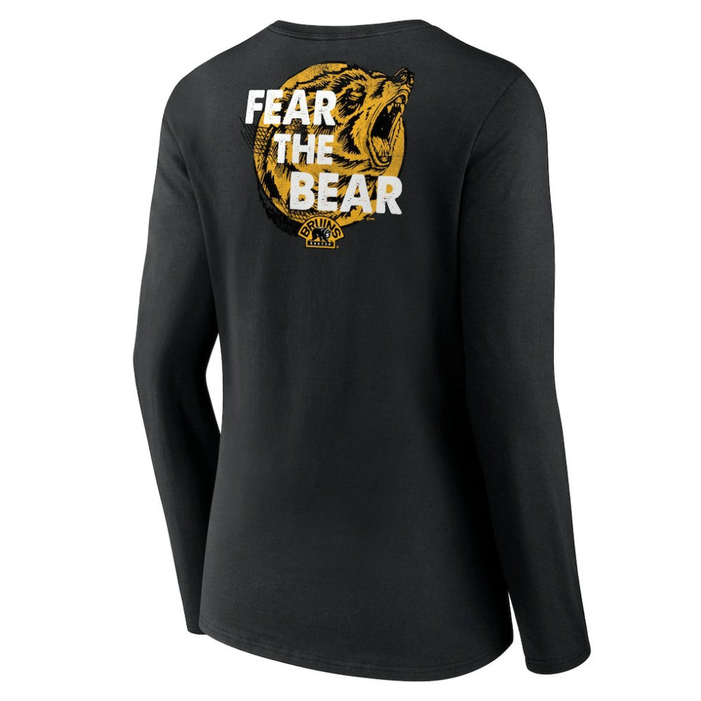 Boston Bruins Women's Territorial Long Sleeve V-Neck T-Shirt - Black T-shirts