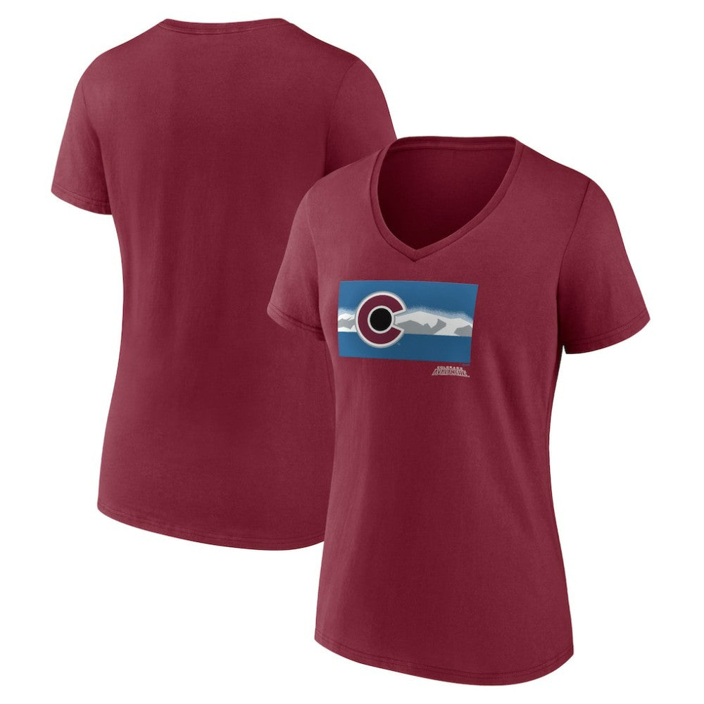 Colorado Avalanche Women's Shout Out V-Neck T-Shirt - Burgundy T-shirts