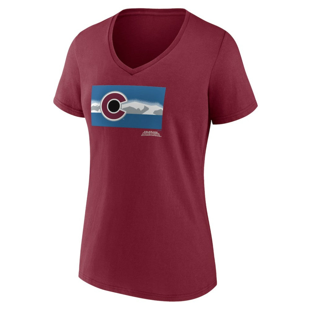 Colorado Avalanche Women's Shout Out V-Neck T-Shirt - Burgundy T-shirts