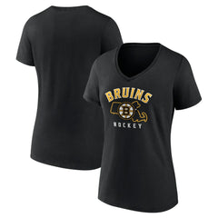 Boston Bruins Women's Proclamation V-Neck T-Shirt - Black T-shirts