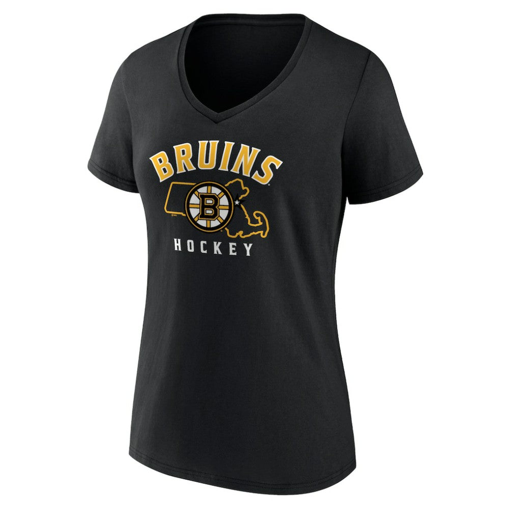 Boston Bruins Women's Proclamation V-Neck T-Shirt - Black T-shirts