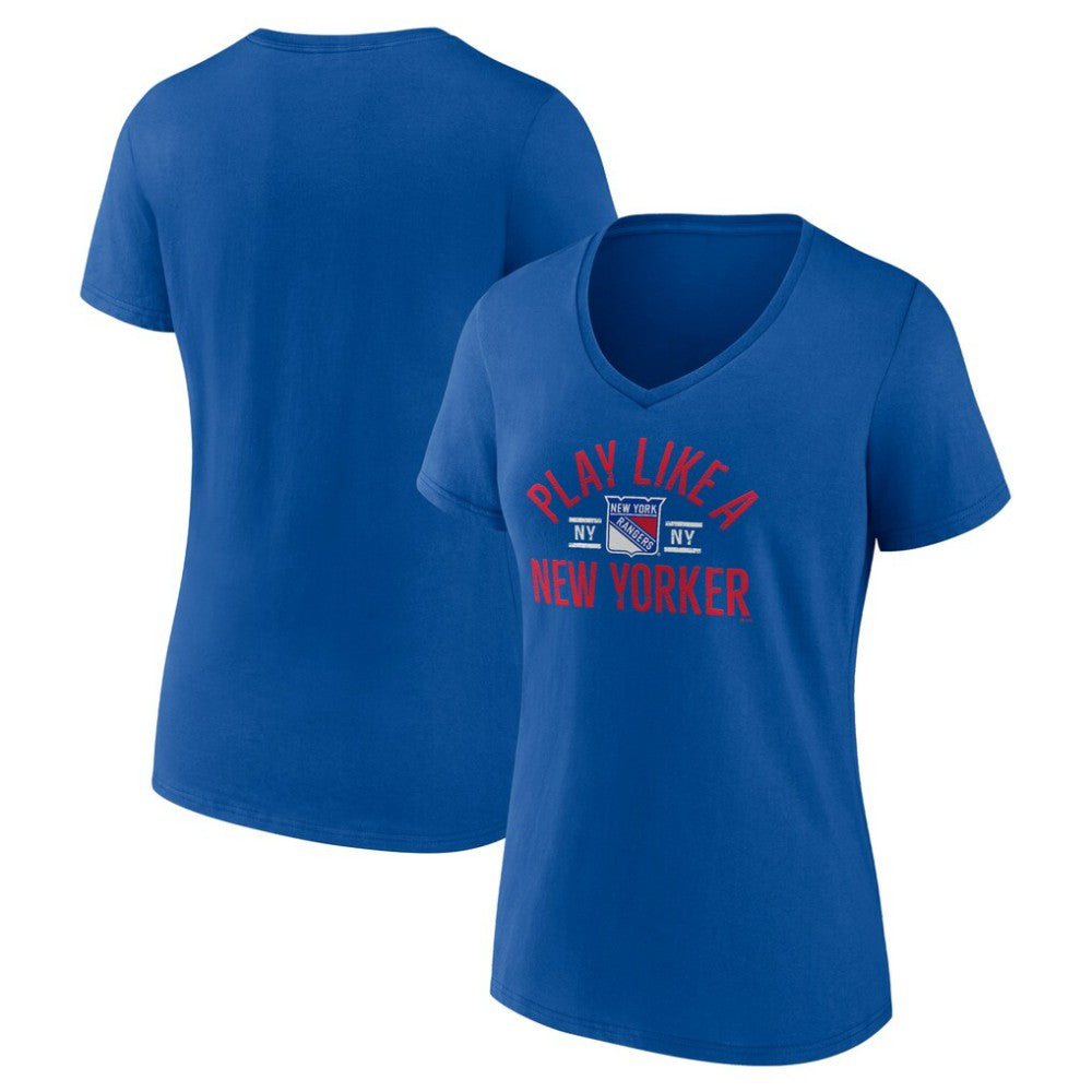 New York Rangers Women's Proclamation V-Neck T-Shirt - Blue T-shirts