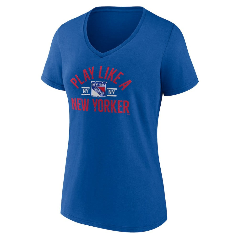 New York Rangers Women's Proclamation V-Neck T-Shirt - Blue T-shirts