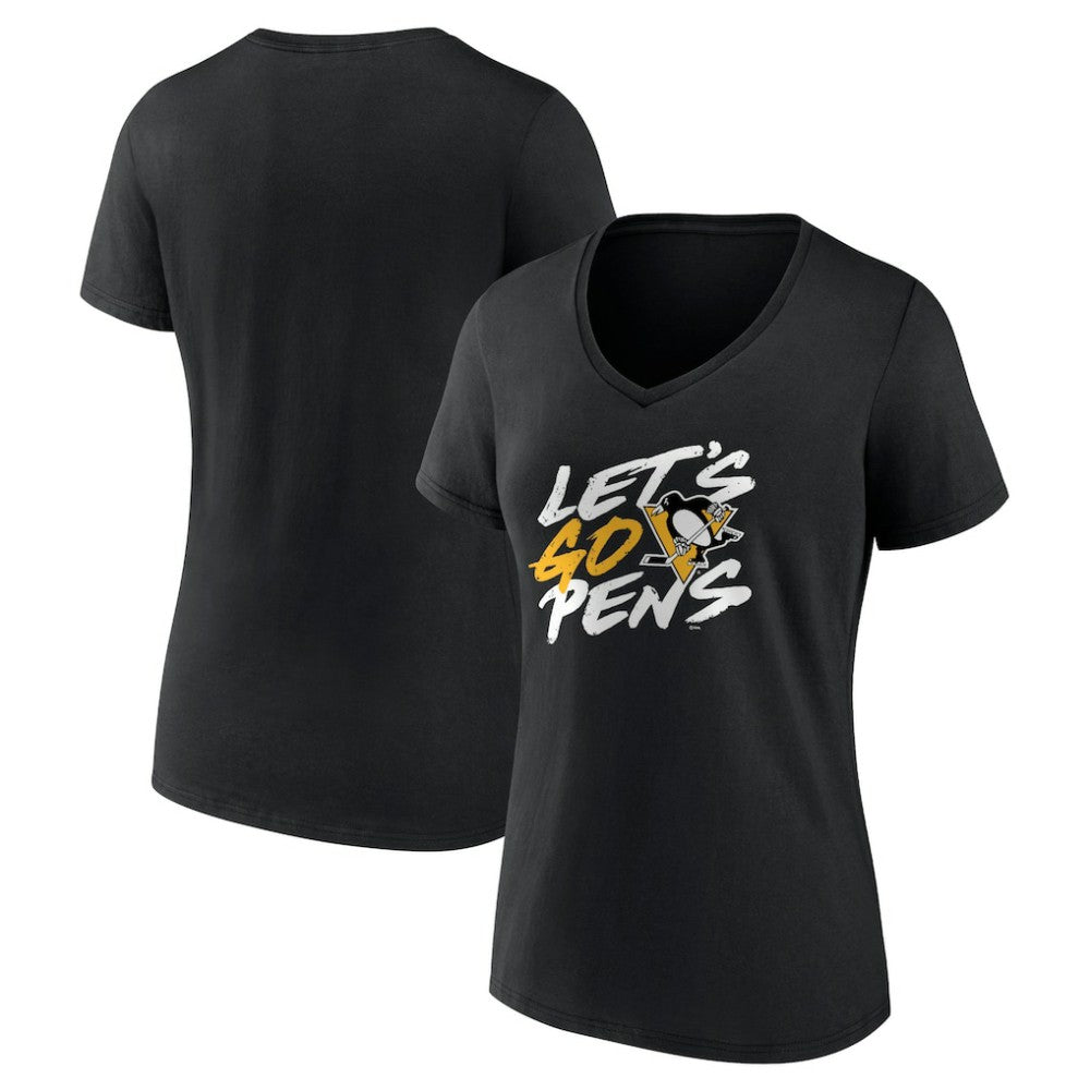 Pittsburgh Penguins Women's Proclamation V-Neck T-Shirt - Black T-shirts