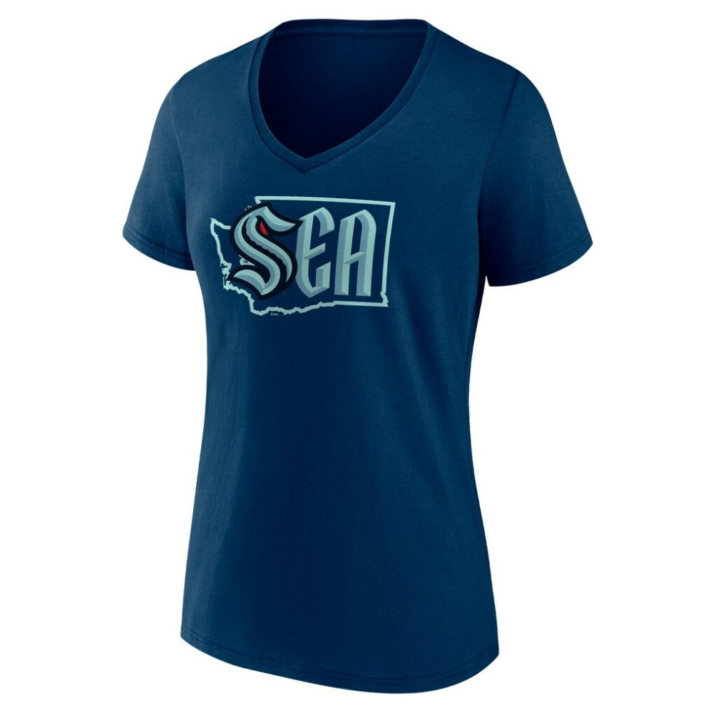 Seattle Kraken Women's Proclamation V-Neck T-Shirt - Deep Sea Blue T-shirts