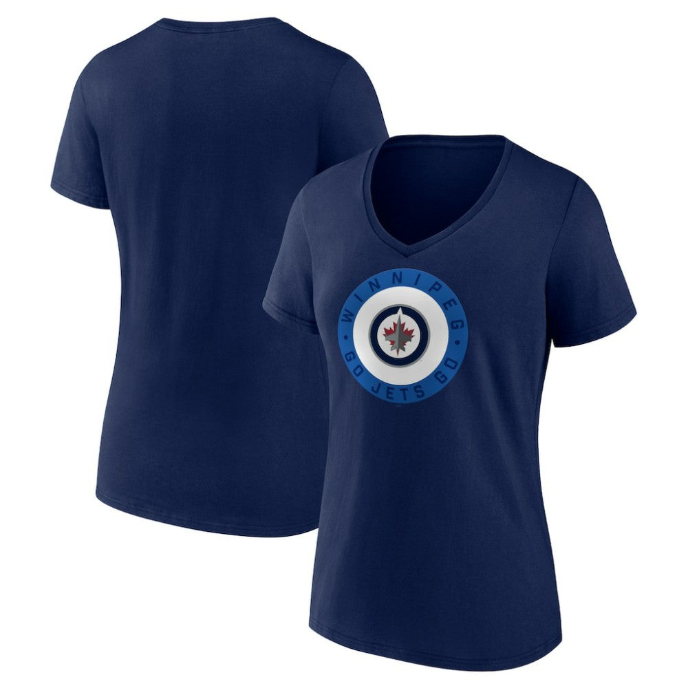 Winnipeg Jets Women's Proclamation V-Neck T-Shirt - Navy T-shirts