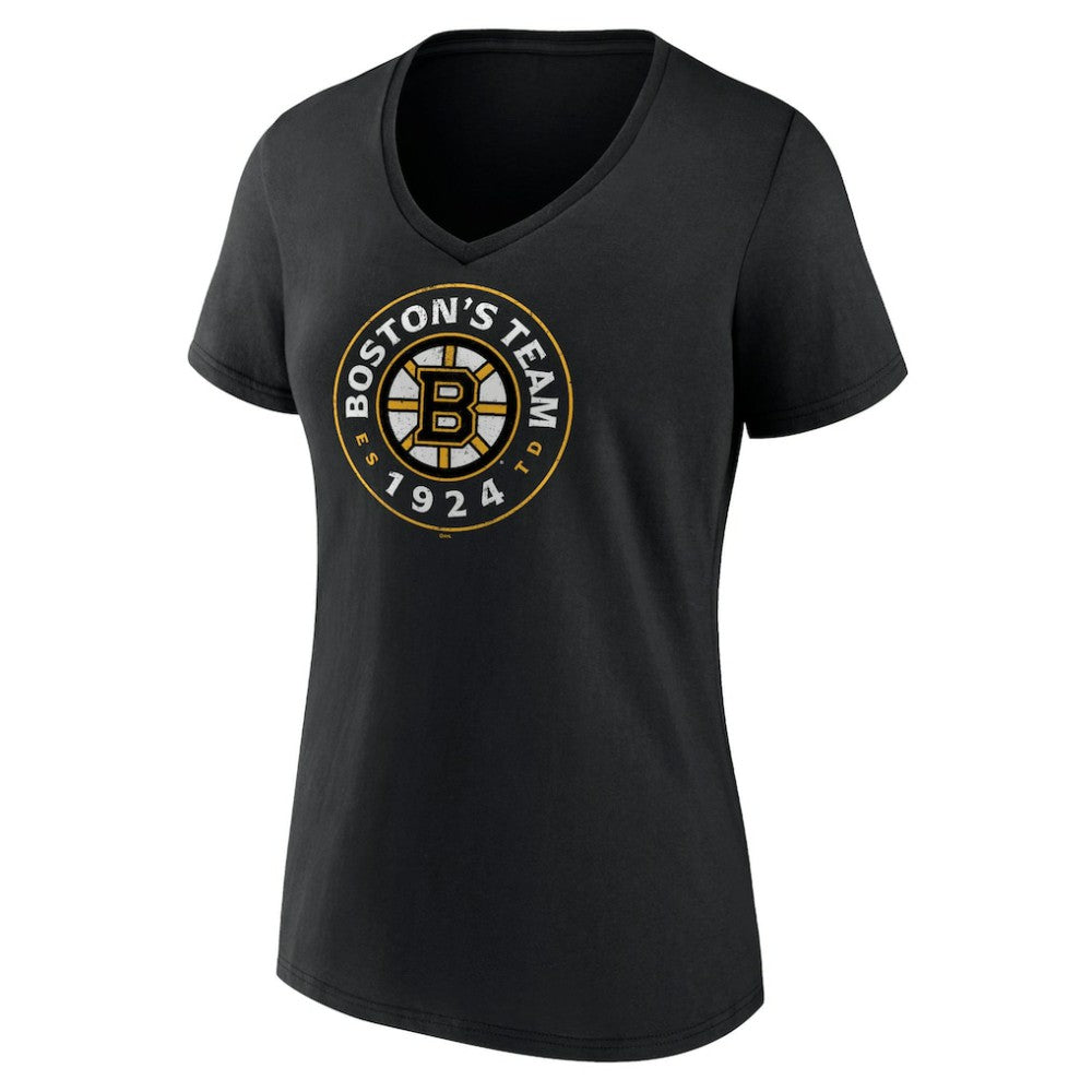 Boston Bruins Women's Represent V-Neck T-Shirt - Black T-shirts