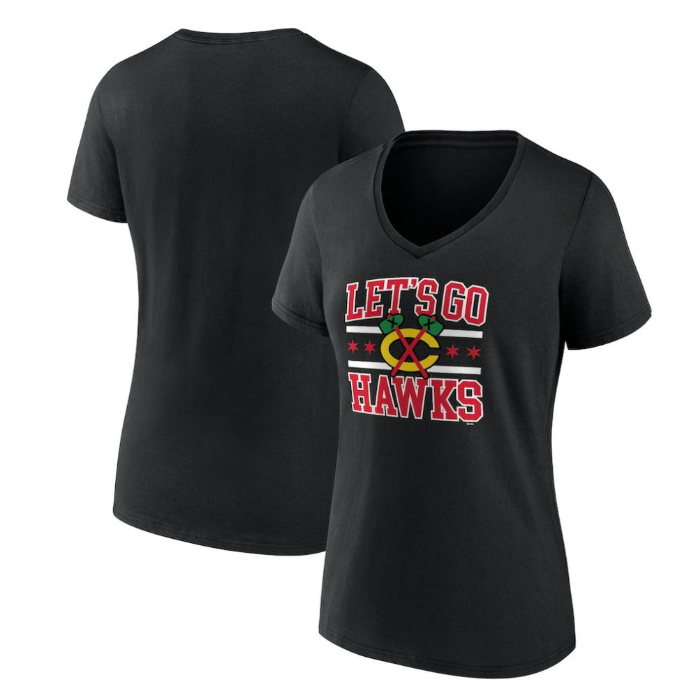 Chicago Blackhawks Women's Represent V-Neck T-Shirt - Black T-shirts