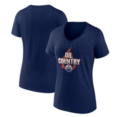 Edmonton Oilers Women's Represent V-Neck T-Shirt - Navy T-shirts