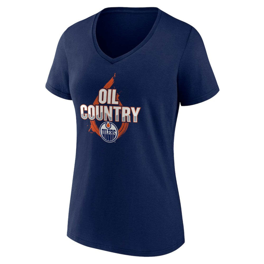Edmonton Oilers Women's Represent V-Neck T-Shirt - Navy T-shirts