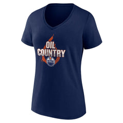 Edmonton Oilers Women's Represent V-Neck T-Shirt - Navy T-shirts