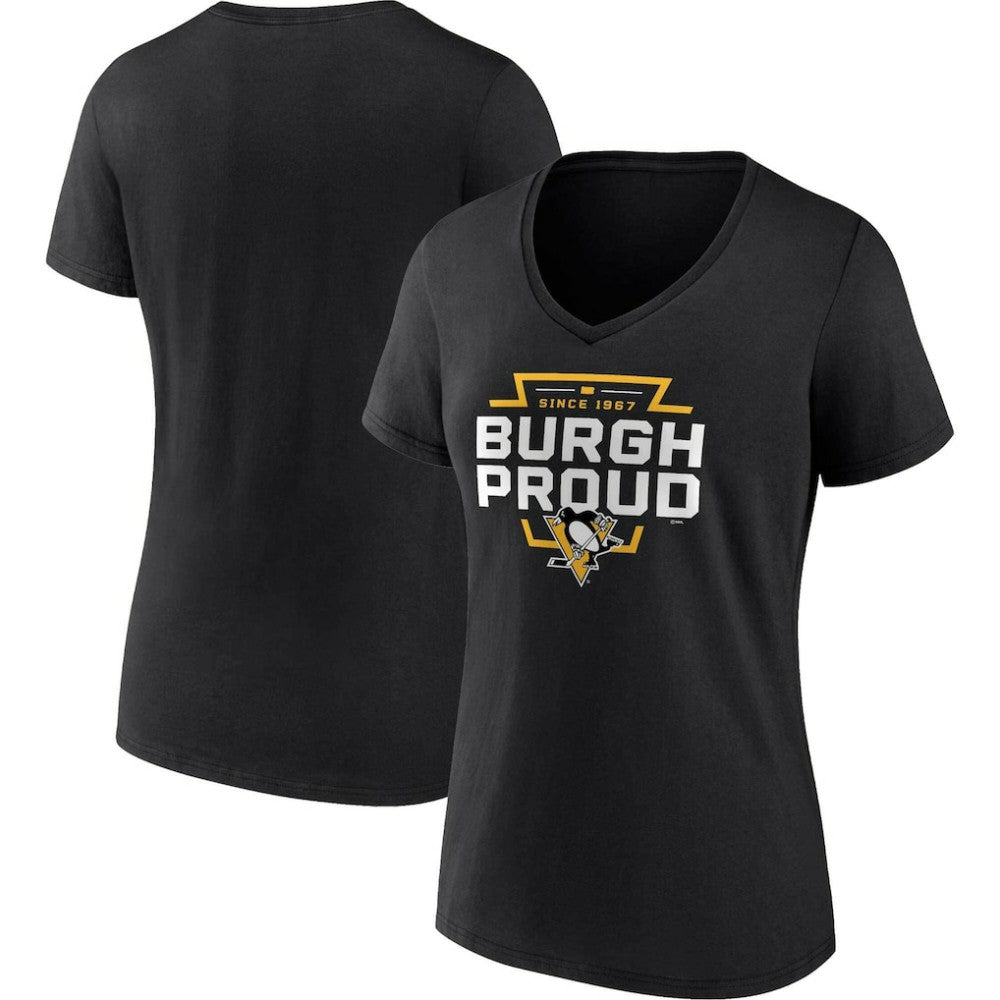 Pittsburgh Penguins Women's Represent V-Neck T-Shirt - Black T-shirts