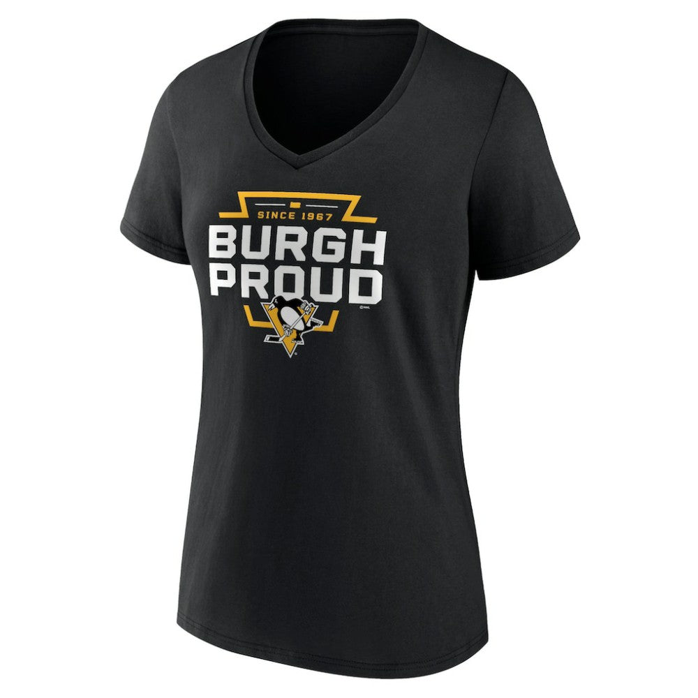 Pittsburgh Penguins Women's Represent V-Neck T-Shirt - Black T-shirts