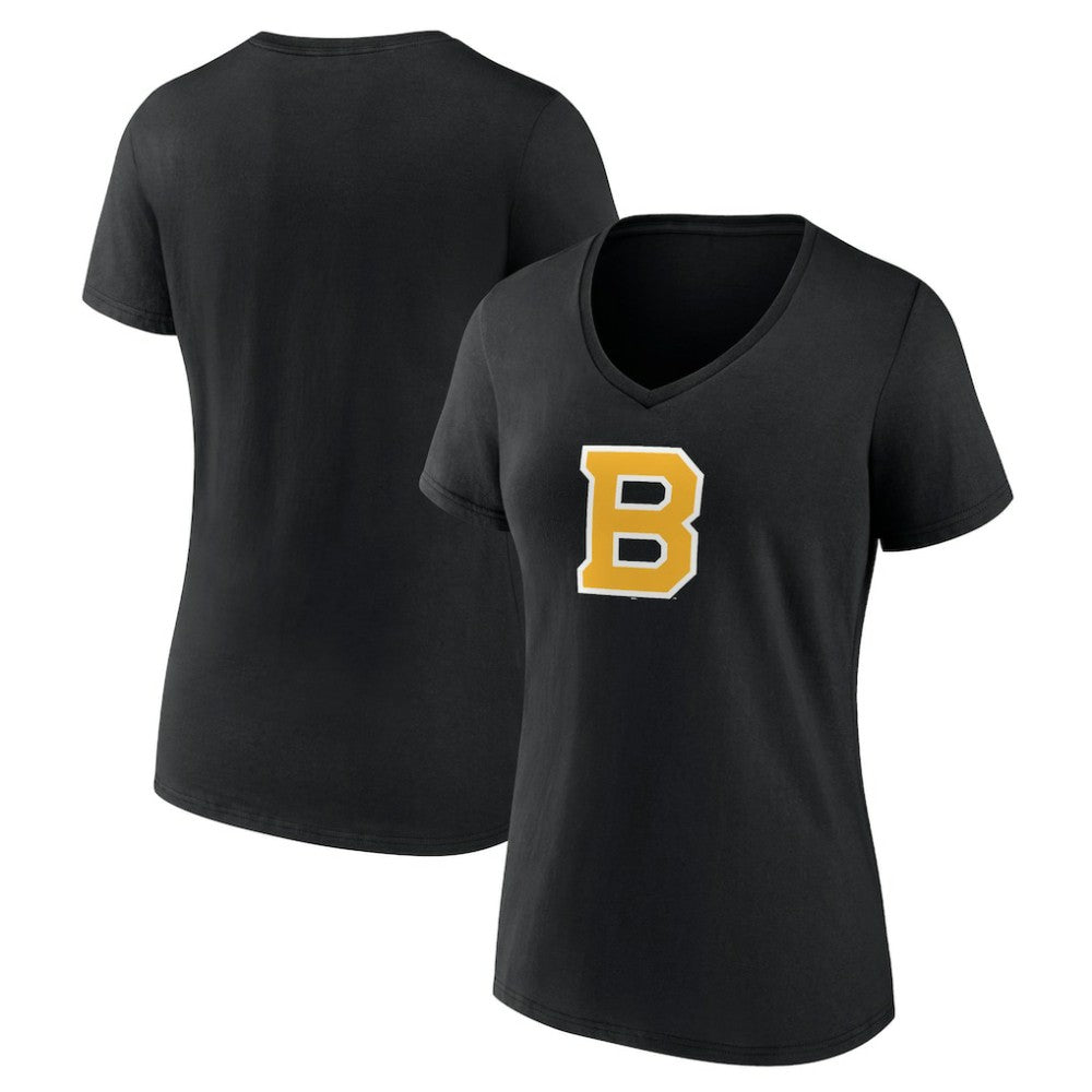 Boston Bruins Women's Alternate Logo V-Neck T-Shirt - Black T-shirts