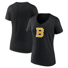 Boston Bruins Women's Alternate Logo V-Neck T-Shirt - Black T-shirts