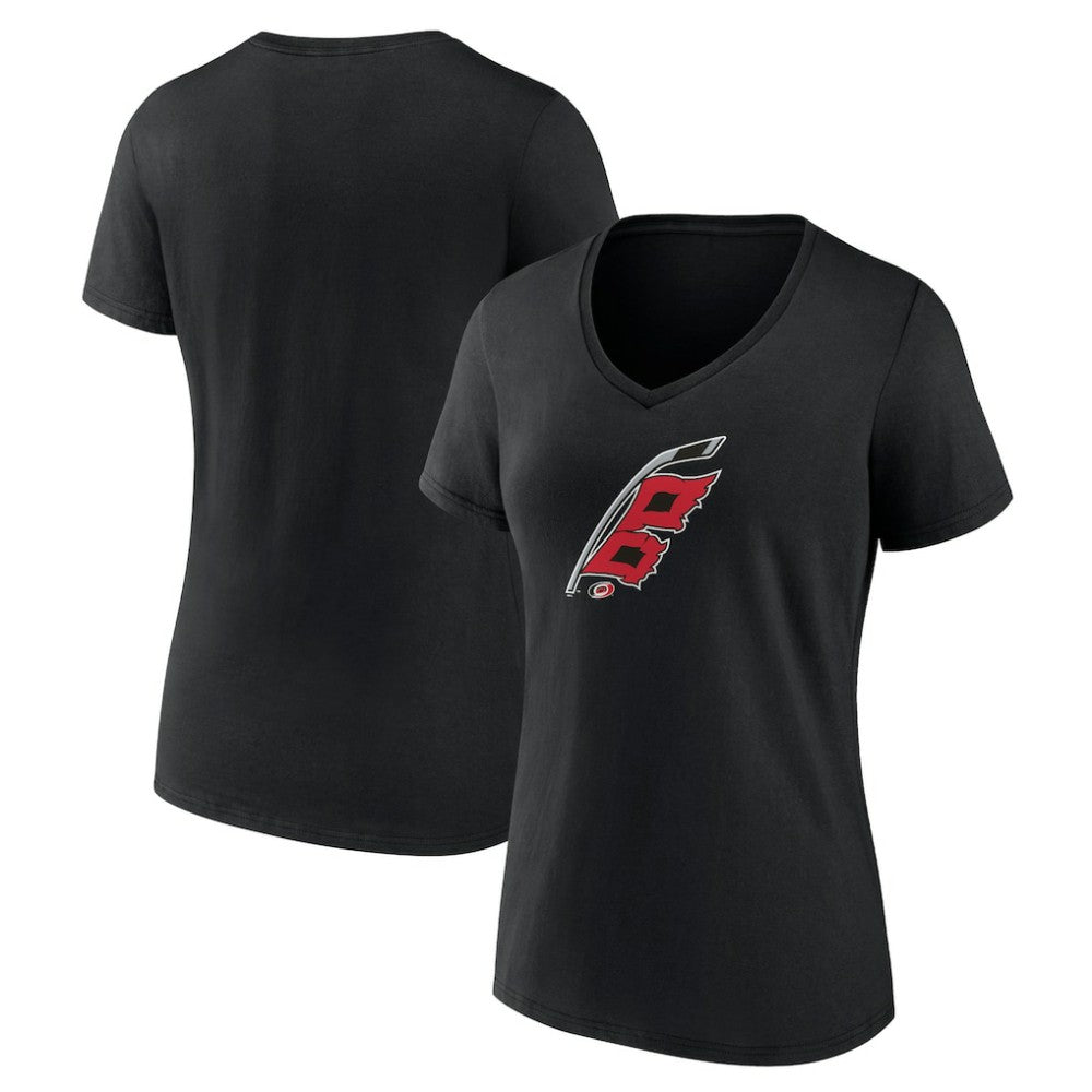 Carolina Hurricanes Women's Alternate Logo V-Neck T-Shirt - Black T-shirts