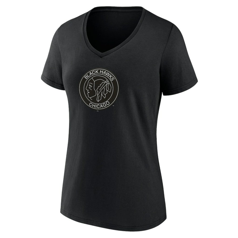 Chicago Blackhawks Women's Alternate Logo V-Neck T-Shirt - Black T-shirts