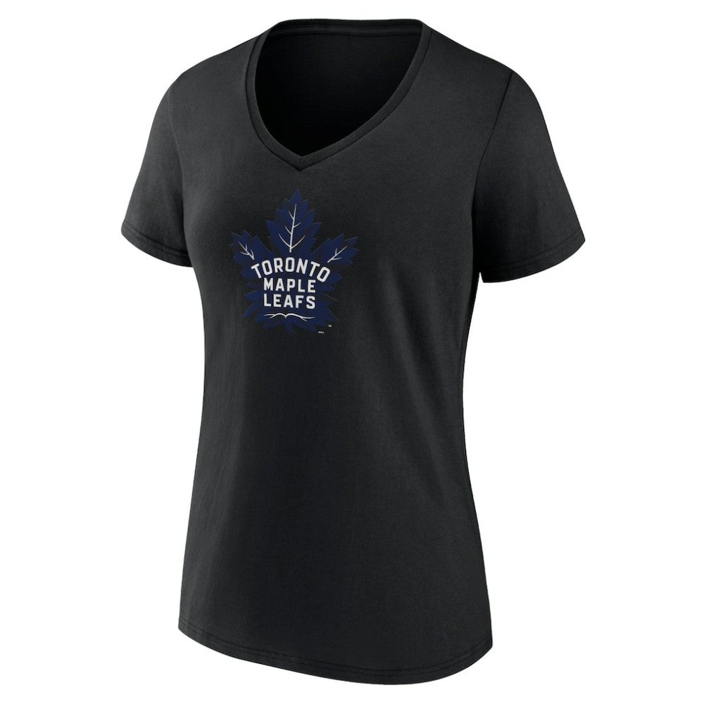 Toronto Maple Leafs Women's Alternate Logo V-Neck T-Shirt - Black T-shirts