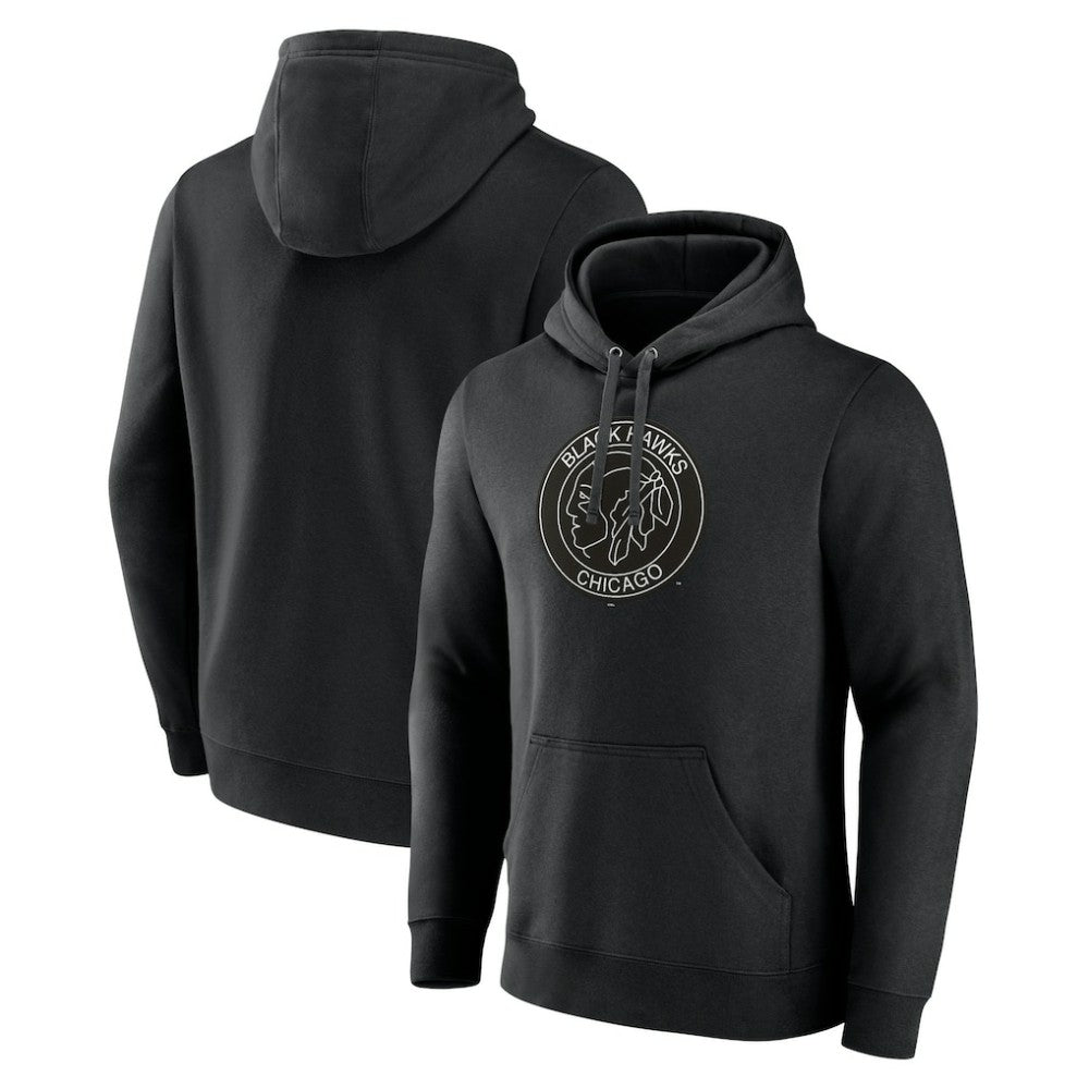 Chicago Blackhawks Alternate Logo Pullover Hoodie - Black Hoodies