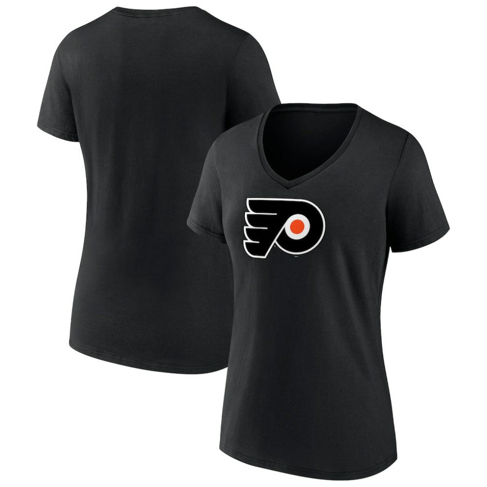 Philadelphia Flyers Women's Alternate Logo V-Neck T-Shirt - Black T-shirts