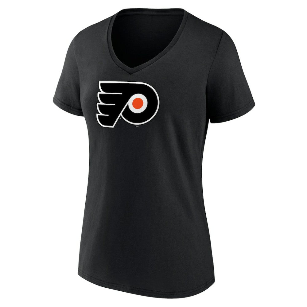 Philadelphia Flyers Women's Alternate Logo V-Neck T-Shirt - Black T-shirts
