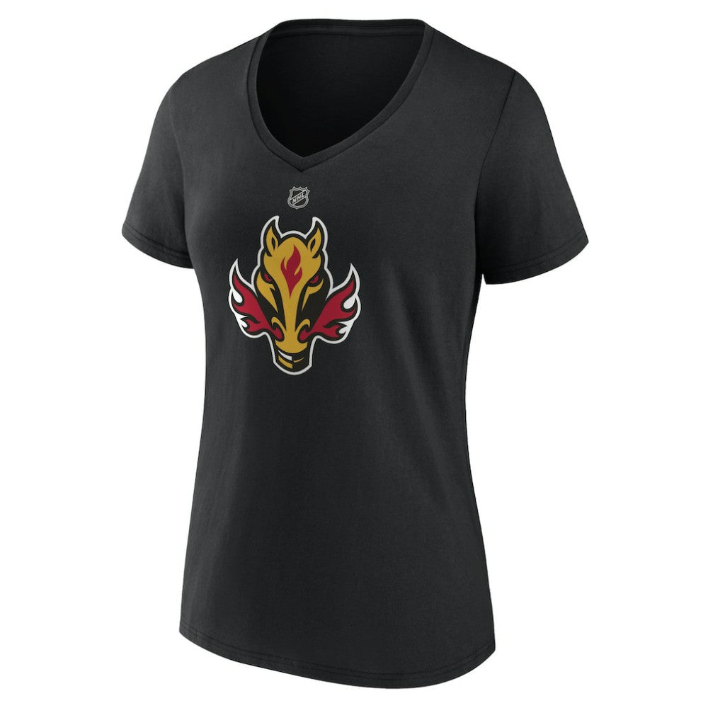 Calgary Flames Women's Alternate Logo V-Neck T-Shirt - Black T-shirts