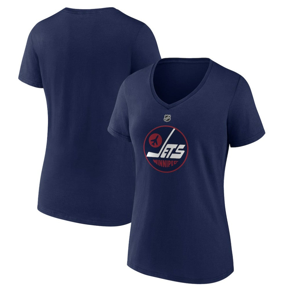 Winnipeg Jets Women's Alternate Logo V-Neck T-Shirt - Navy T-shirts