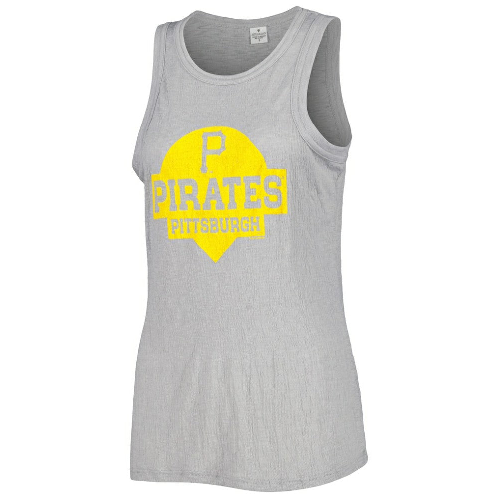 Pittsburgh Pirates Soft as a Grape Women's Tri-Blend Tank Top Gray