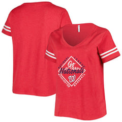 Washington Nationals Soft as a Grape Women's Plus Size V-Neck Jersey T-Shirt Red