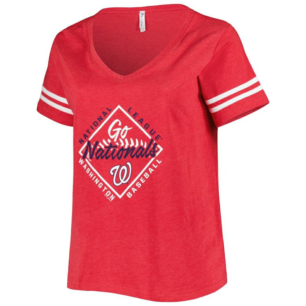 Washington Nationals Soft as a Grape Women's Plus Size V-Neck Jersey T-Shirt Red
