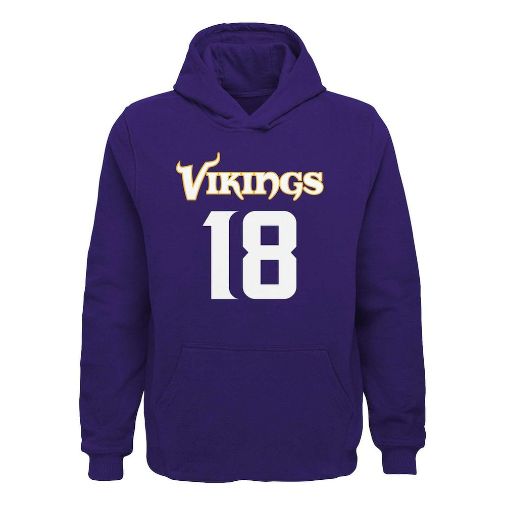 Justin Jefferson Minnesota Vikings Youth Mainliner Player Name & Number Pullover Hoodie - Purple on sale