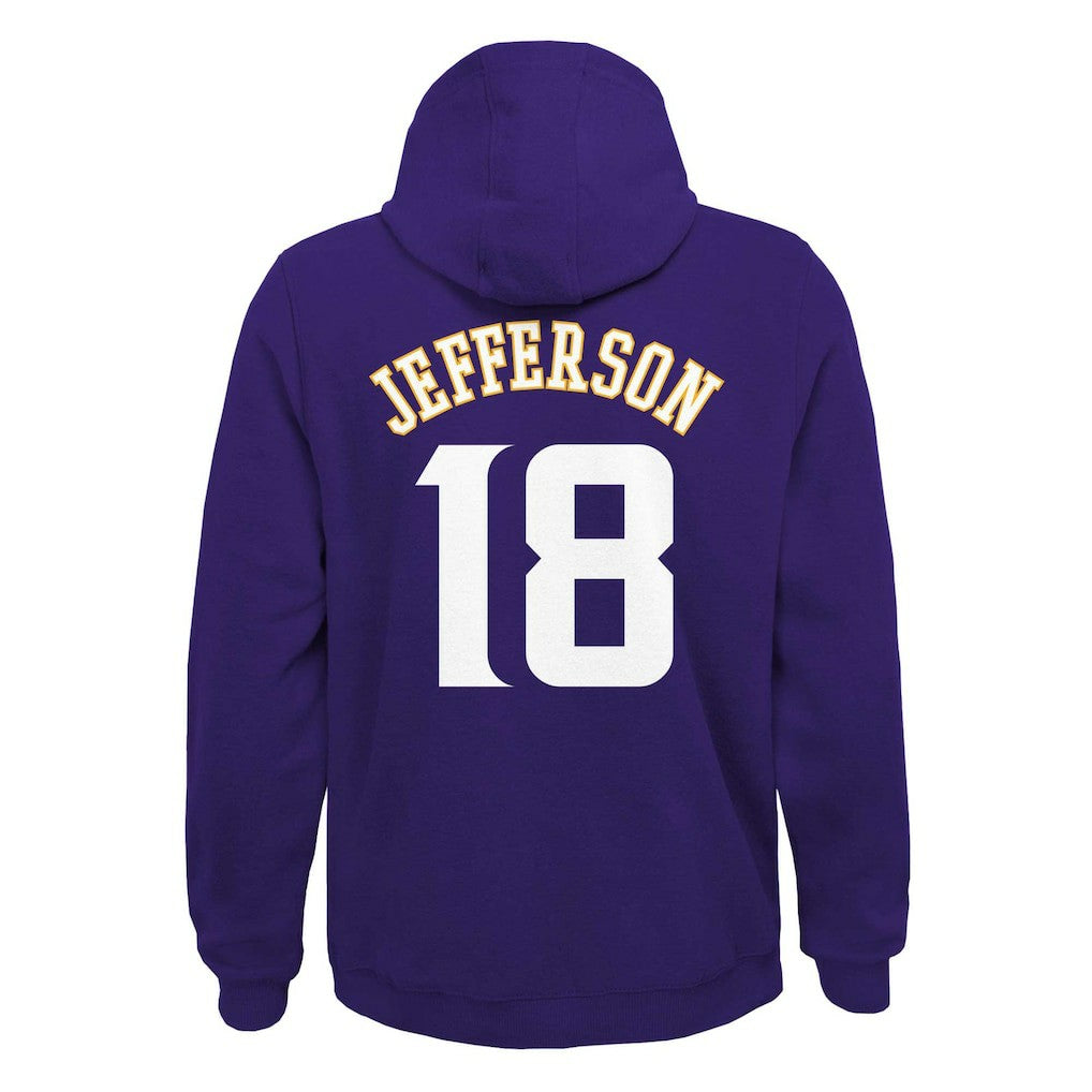 Justin Jefferson Minnesota Vikings Youth Mainliner Player Name & Number Pullover Hoodie - Purple on sale