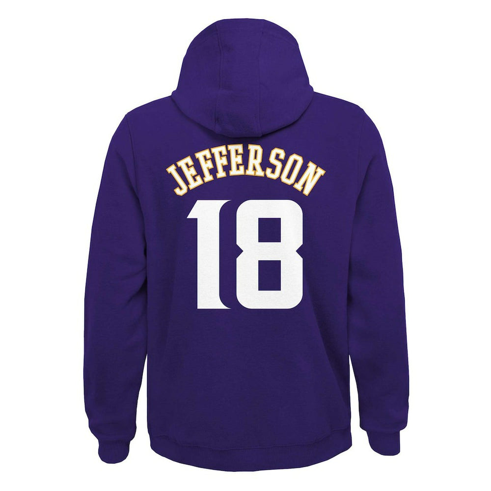 Justin Jefferson Minnesota Vikings Youth Mainliner Player Name & Number Pullover Hoodie - Purple on sale
