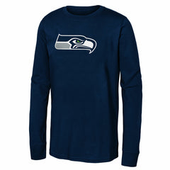 Seattle Seahawks Youth Primary Logo Long Sleeve T-Shirt - College Navy on sale
