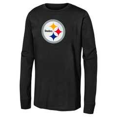 Pittsburgh Steelers Youth Primary Logo Long Sleeve T-Shirt - Black discount