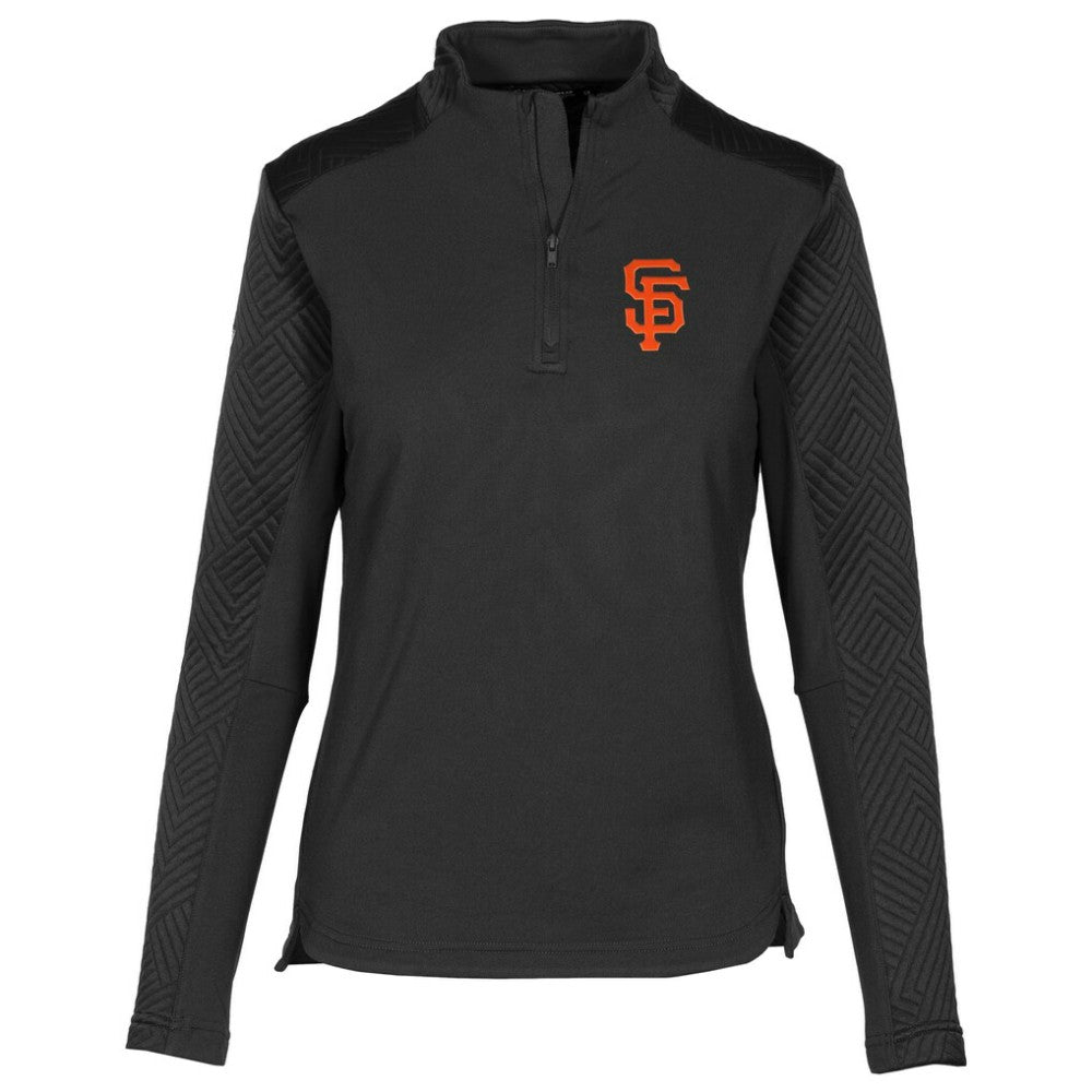 San Francisco Giants Levelwear Women's Daybreak Quarter-Zip Pullover Top Black