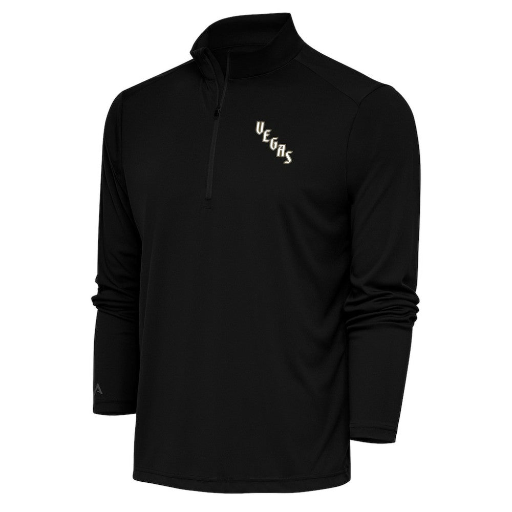 Vegas Golden Knights Antigua Special Edition 2.0 Tribute Quarter-Zip Pullover Top - Black Pullover