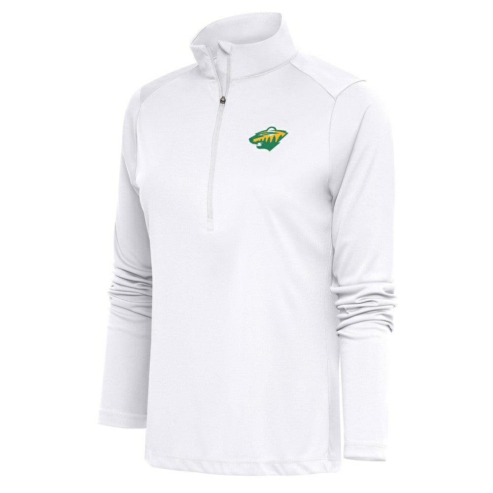Minnesota Wild Antigua Women's Special Edition 2.0 Tribute Quarter-Zip Pullover Top - White Pullover
