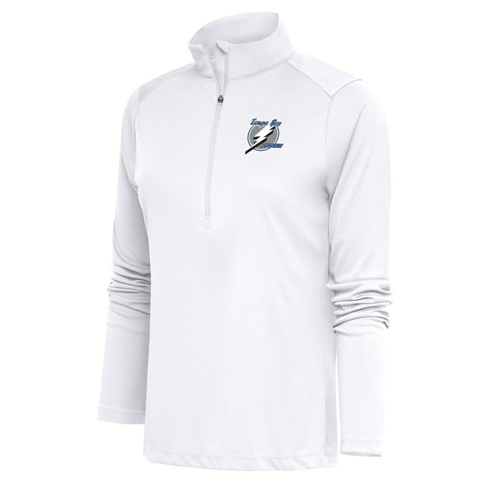 Tampa Bay Lightning Antigua Women's Special Edition 2.0 Tribute Quarter-Zip Pullover Top - White Pullover