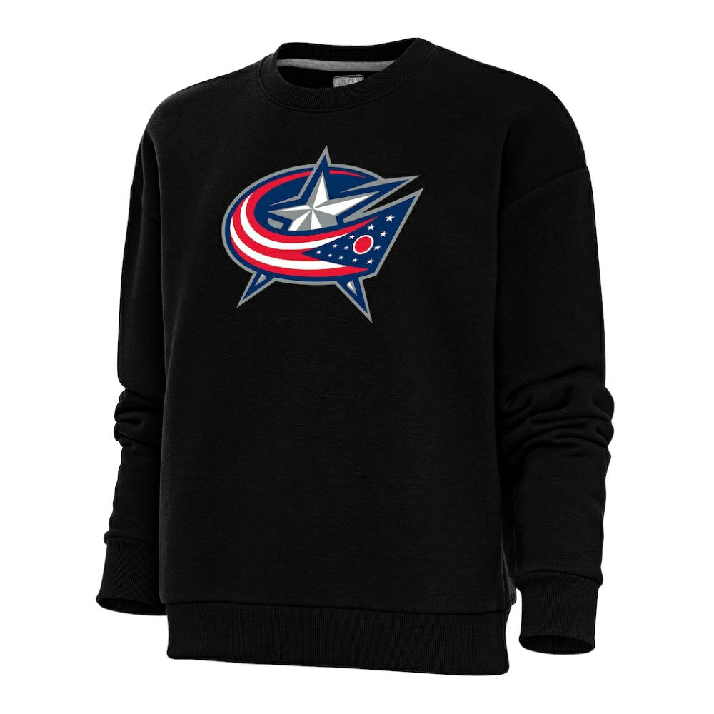 Columbus Blue Jackets Antigua Women's Special Edition 2.0 Victory Crewneck Pullover Sweatshirt - Black Sweatshirts