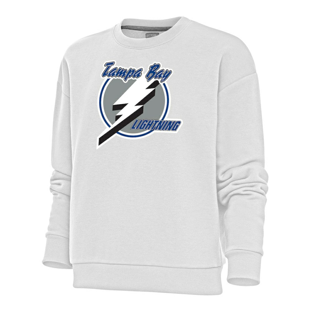 Tampa Bay Lightning Antigua Women's Special Edition 2.0 Victory Crewneck Pullover Sweatshirt - White Sweatshirts