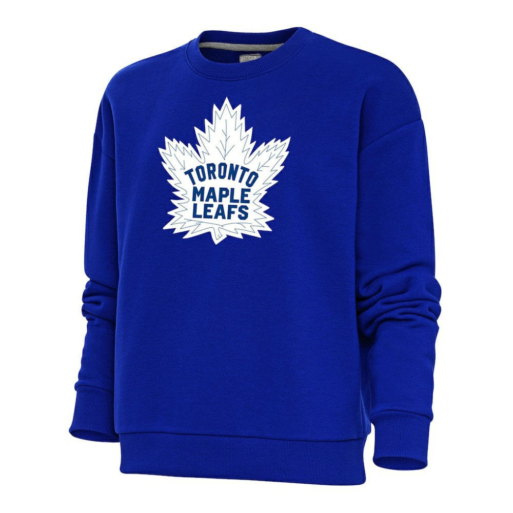 Toronto Maple Leafs Antigua Women's Special Edition 2.0 Victory Crewneck Pullover Sweatshirt - Royal Sweatshirts