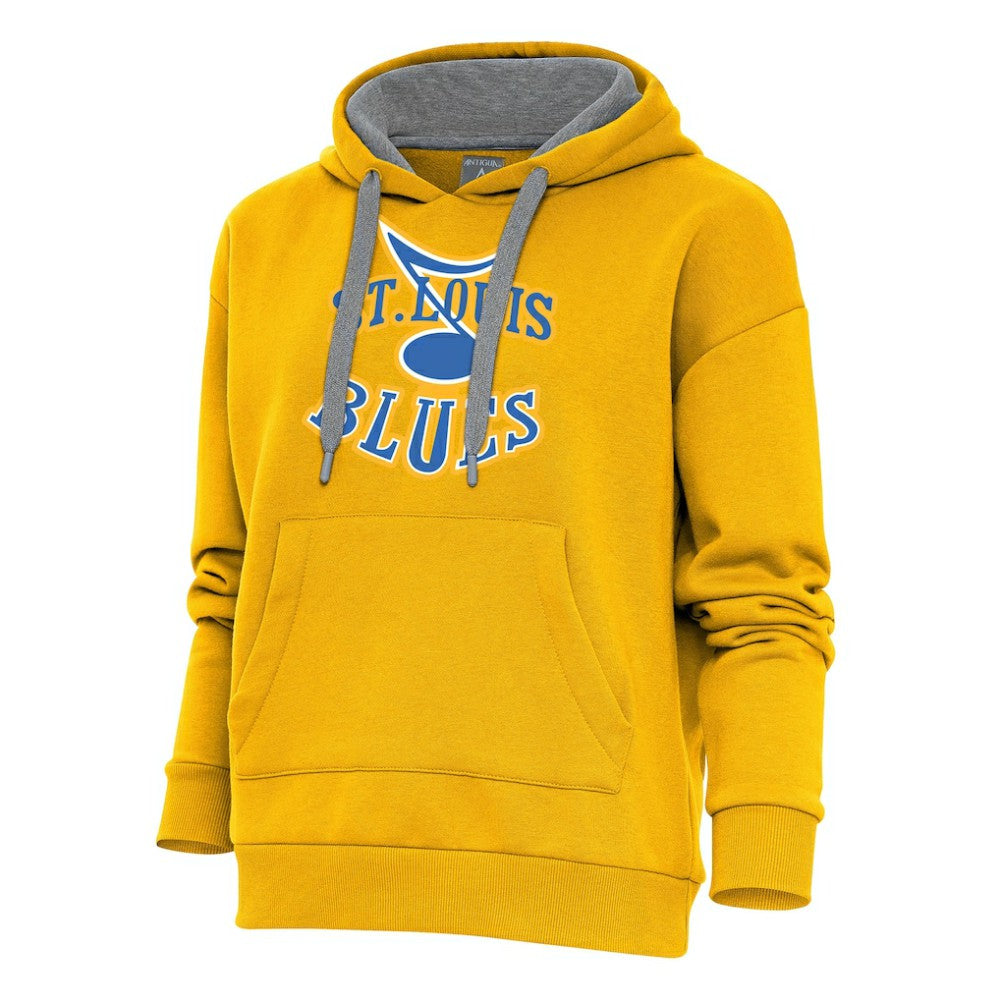 St. Louis Blues Antigua Women's Special Edition 2.0 Victory Pullover Hoodie - Gold Hoodies