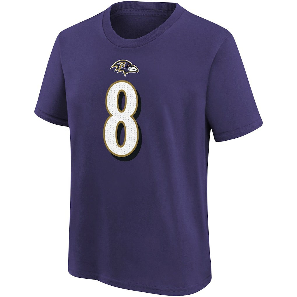 Lamar Jackson Baltimore Ravens Youth Player Name & Number T-Shirt - Purple outlet