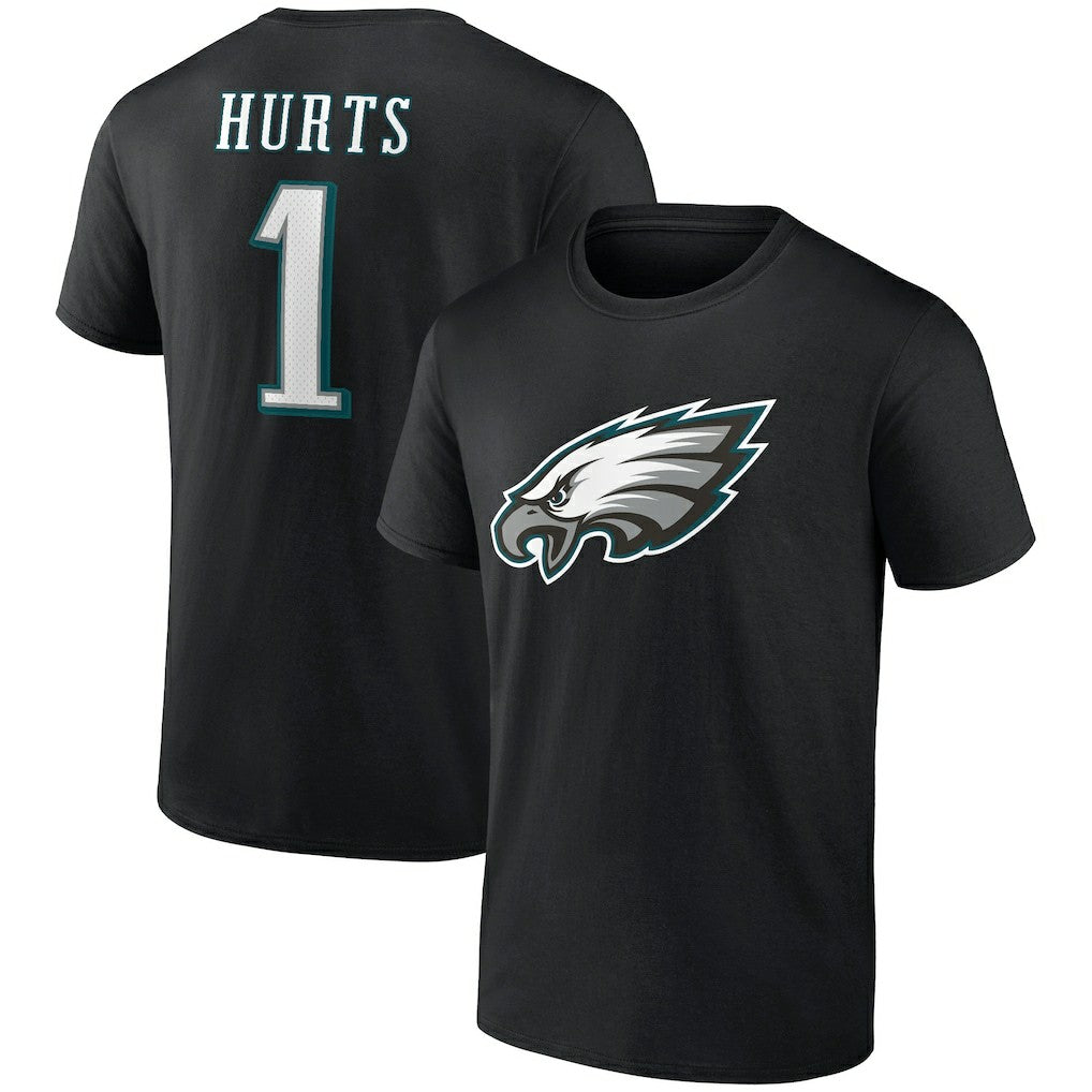 Jalen Hurts Philadelphia Eagles Icon Player Name & Number T-Shirt - Black sale
