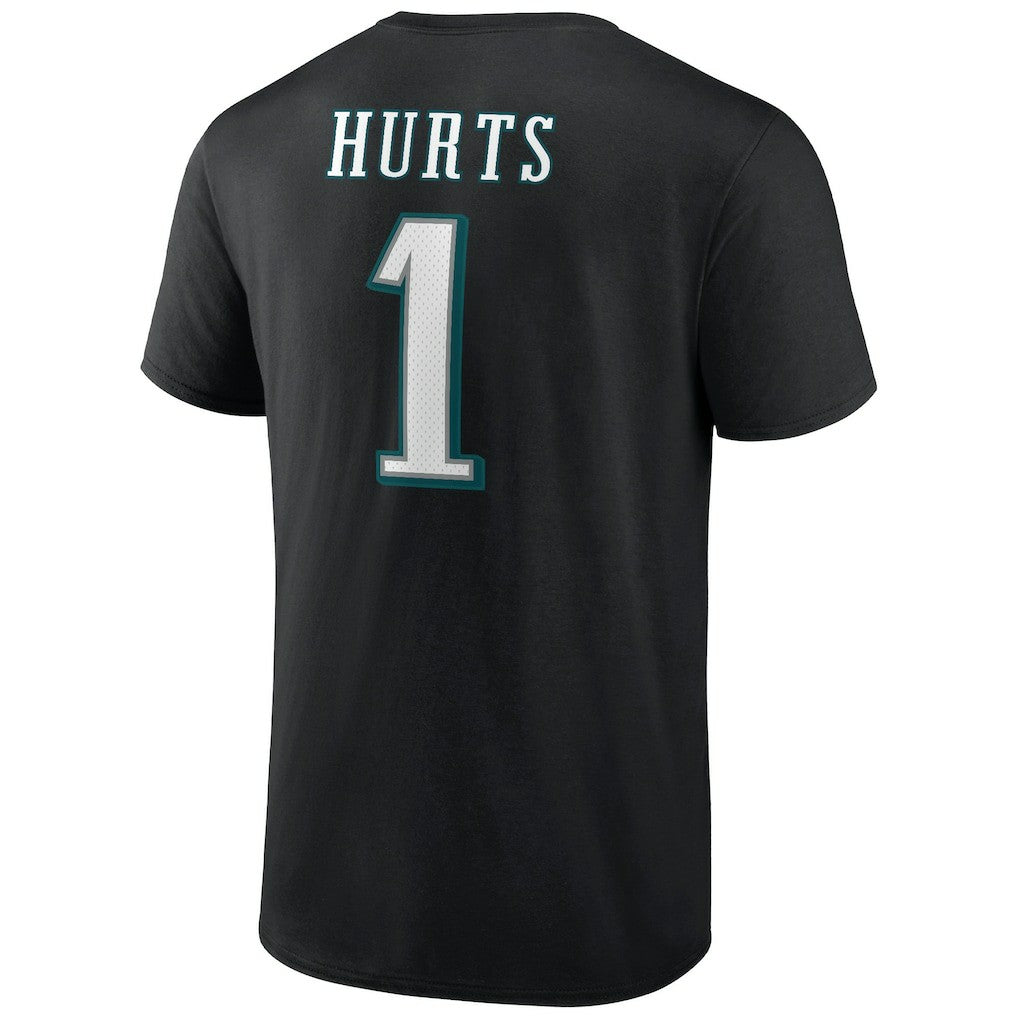 Jalen Hurts Philadelphia Eagles Icon Player Name & Number T-Shirt - Black sale