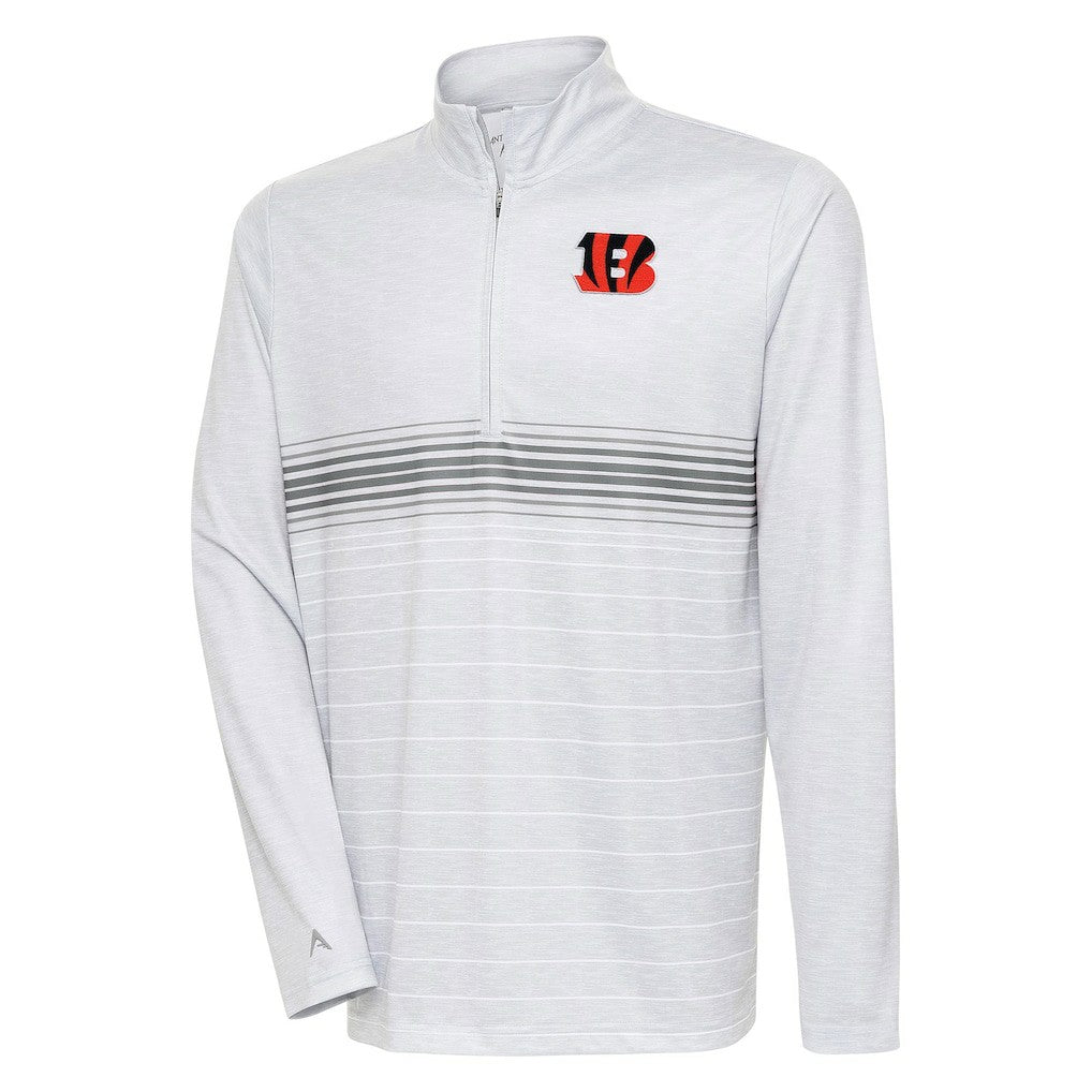Cincinnati Bengals Antigua Bullseye Quarter-Zip Pullover Top - Heather Gray/Steel on sale